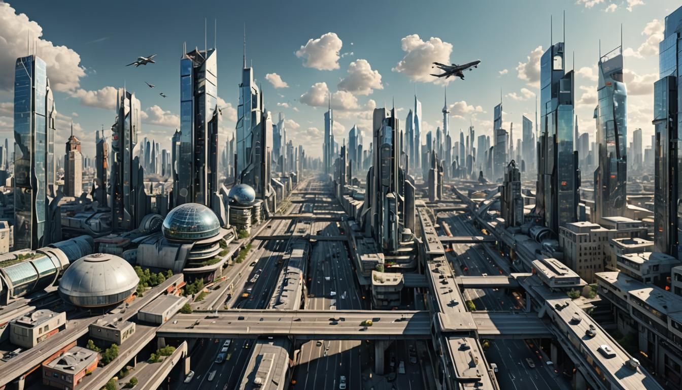 Futuristic Megacity Bird's-Eye View in 8K