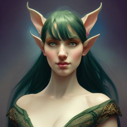 Victorian Elf Girl Portrait in Hyperdetailed Style