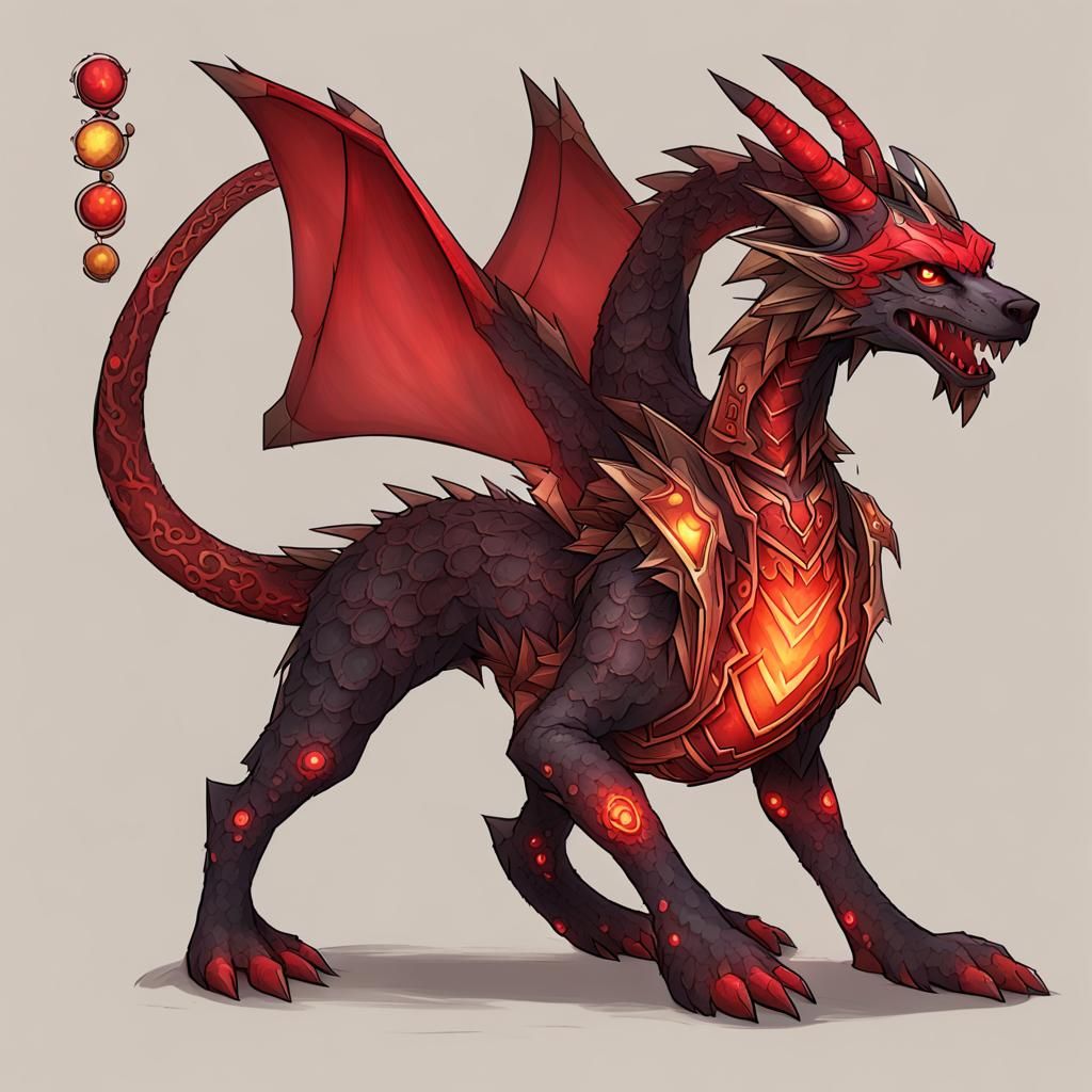 Redbone Coonhound Dragon Fusion Illustration