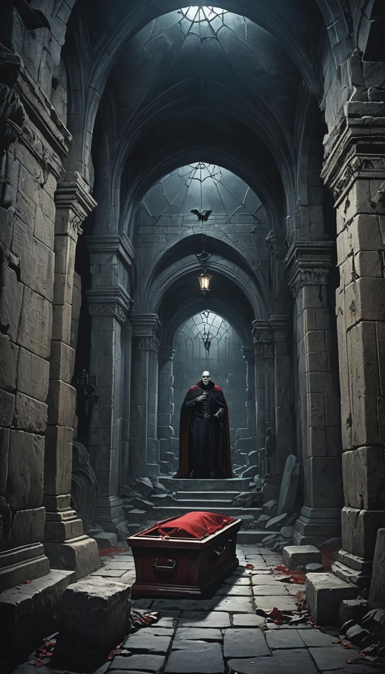 Dracula in Crypt: Dark Fantasy Concept Art