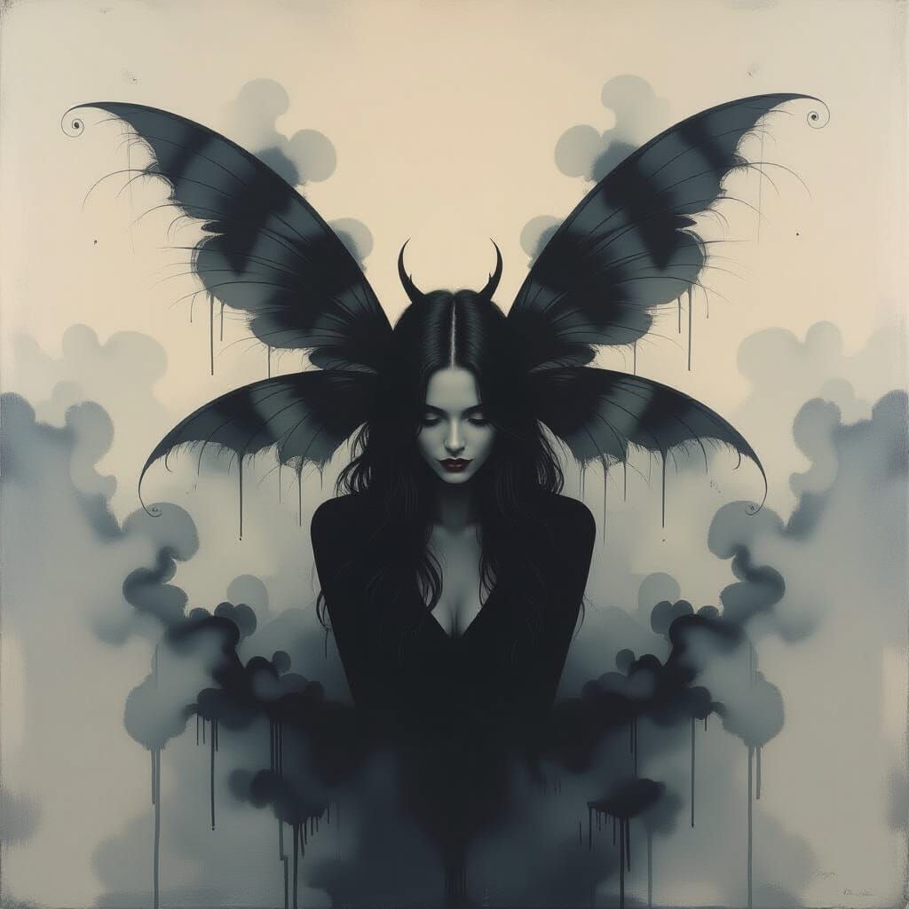 The Nightmare Fairy: Abstract Rorschach Inkblot Painting