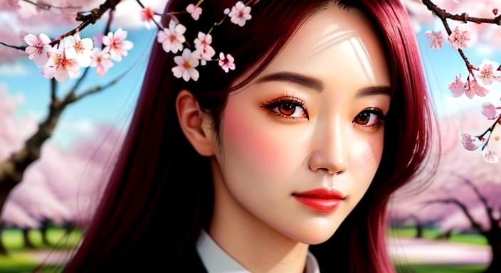 Heavenly Cherry Blossoms Oil Canvas Painting