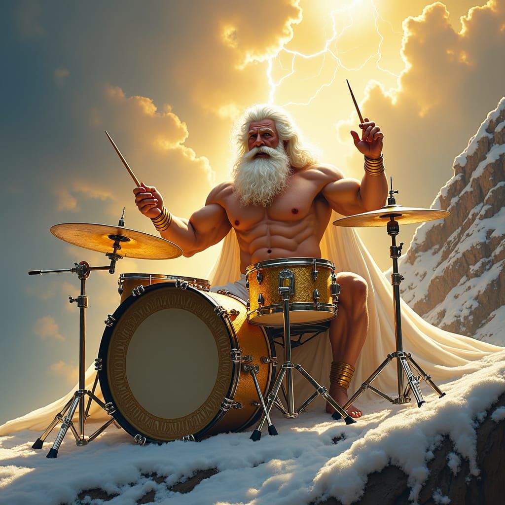 Zeus Plays Drums on Mount Olympus