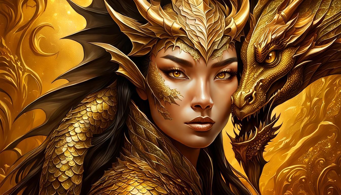 Dragon-Human Hybrid Portrait in Detailed Fantasy Style
