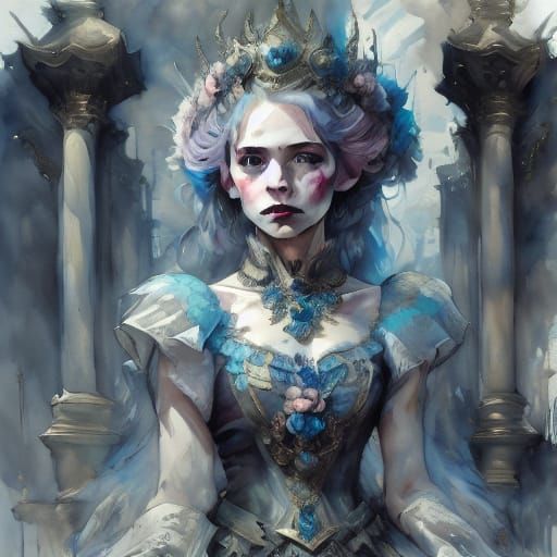 Surreal Woman in Floral Field, Digital Painting