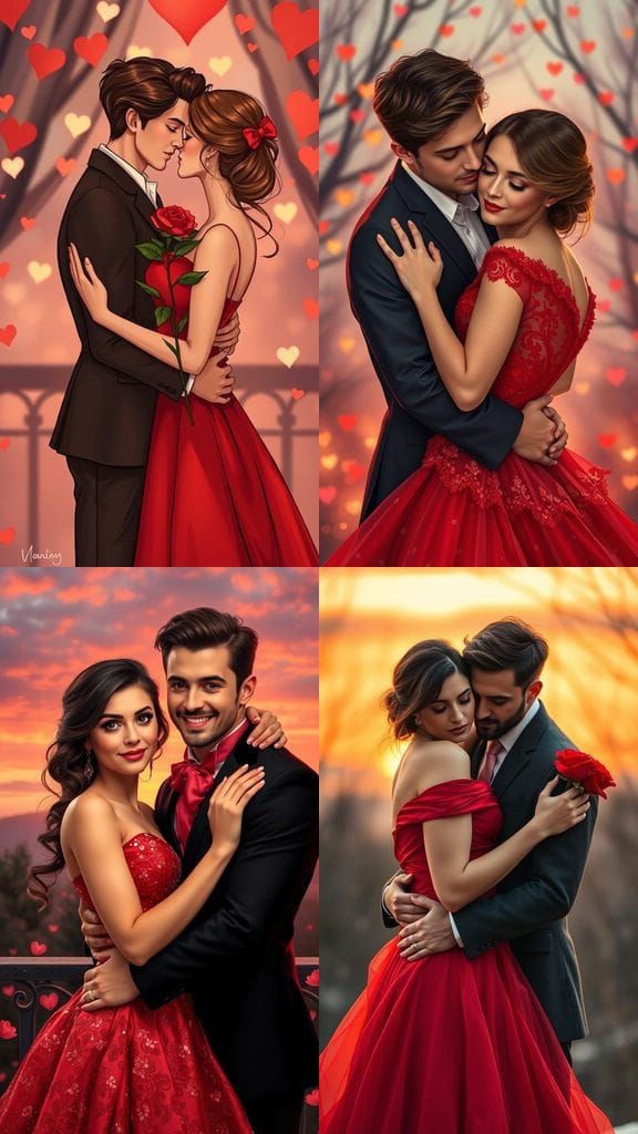 Romantic Couple Embracing on Valentine's Day