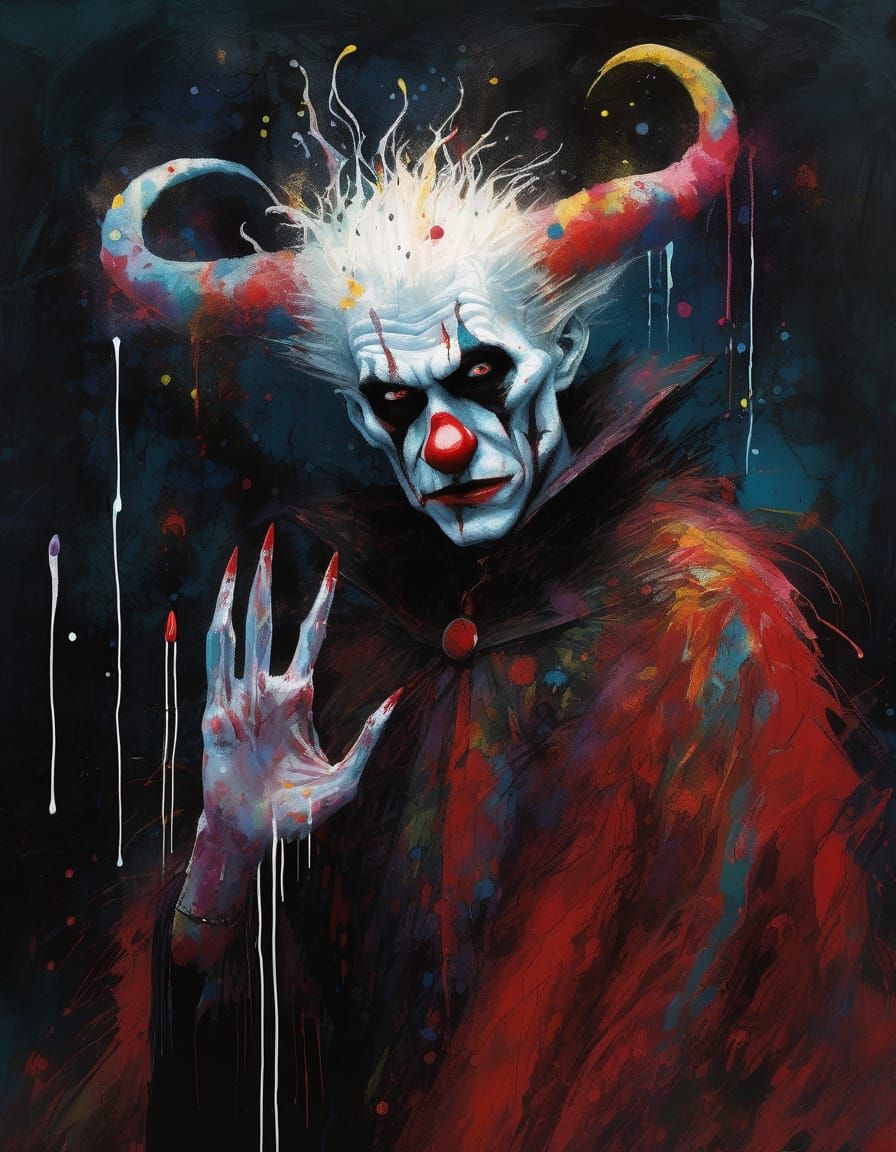 Gothic Vampire Clown in Circus Arena