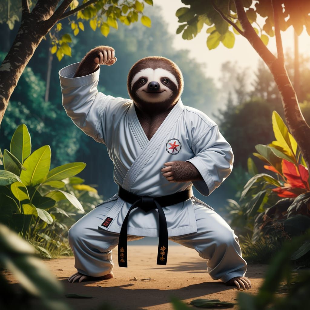 Karate Sloth Strikes a Pose in Tropical Forest
