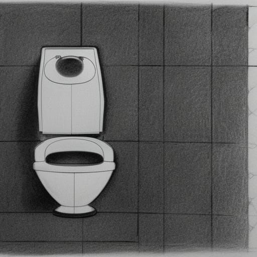 Hyperdetailed Pencil Schematic of Futuristic Toilet