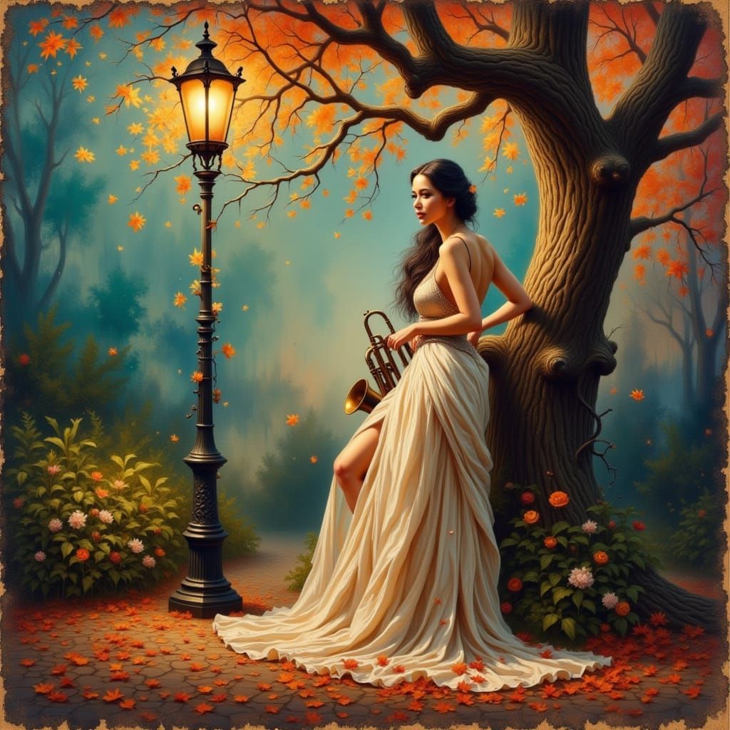 Jazz Singer in New Orleans, Art Nouveau Style