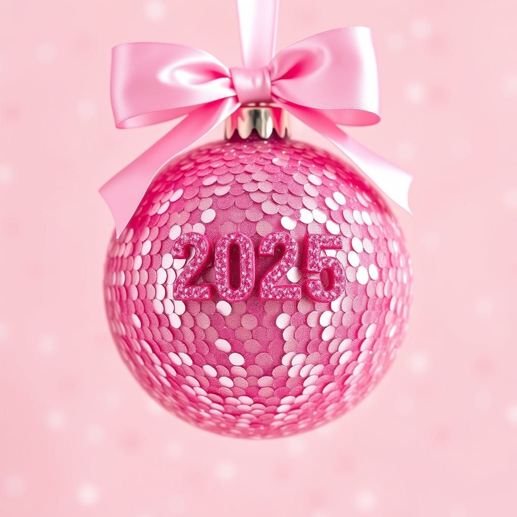 Celebratory Pink Glitter Christmas Ornament in Soft Pastel H...