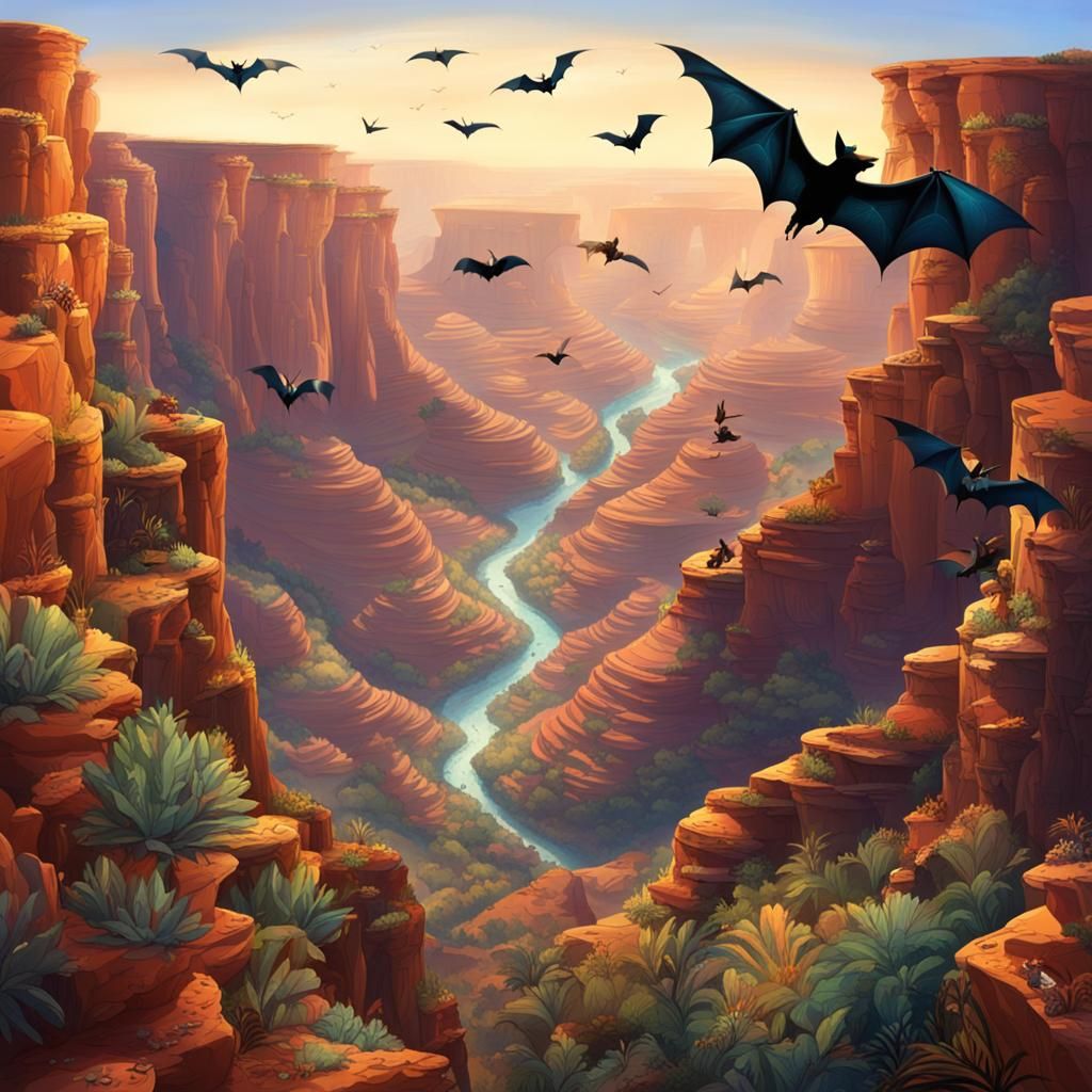 Shimmering Canyon Landscape with Wildlife