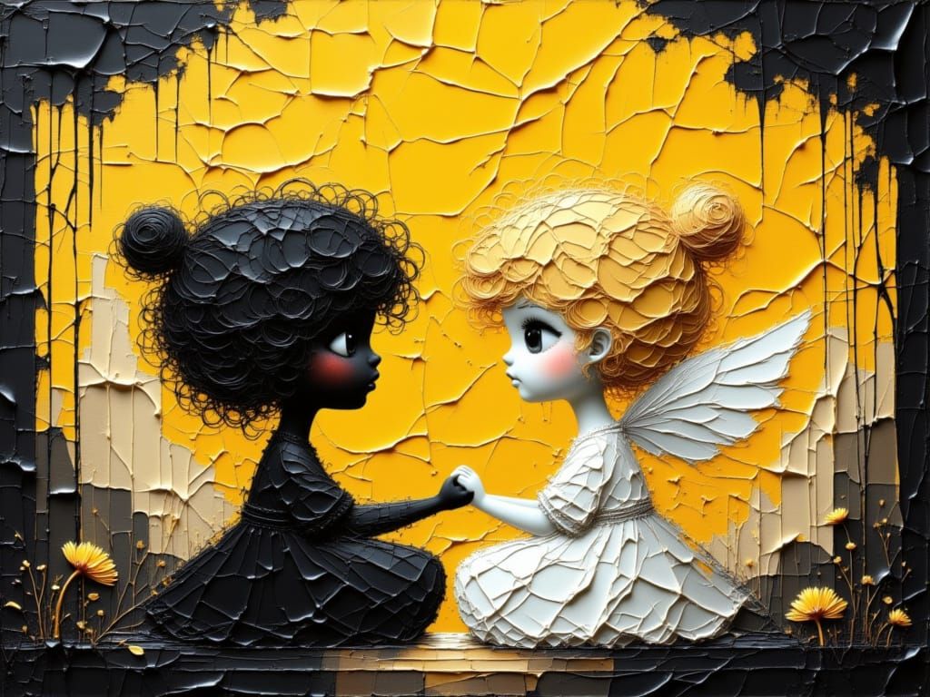 Cherubs Holding Hands Under Golden Sunshine