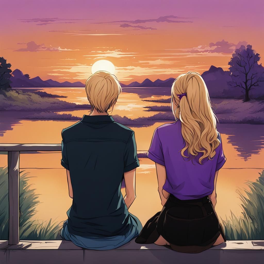 Teenagers Watching Sunset