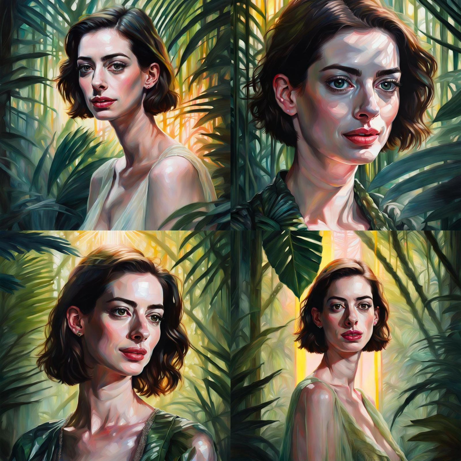 Anne Hathaway Portrait in Mystic Jungle, Renaissance Style