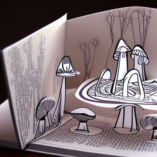 Magical Mushroom Popup Book Illustration