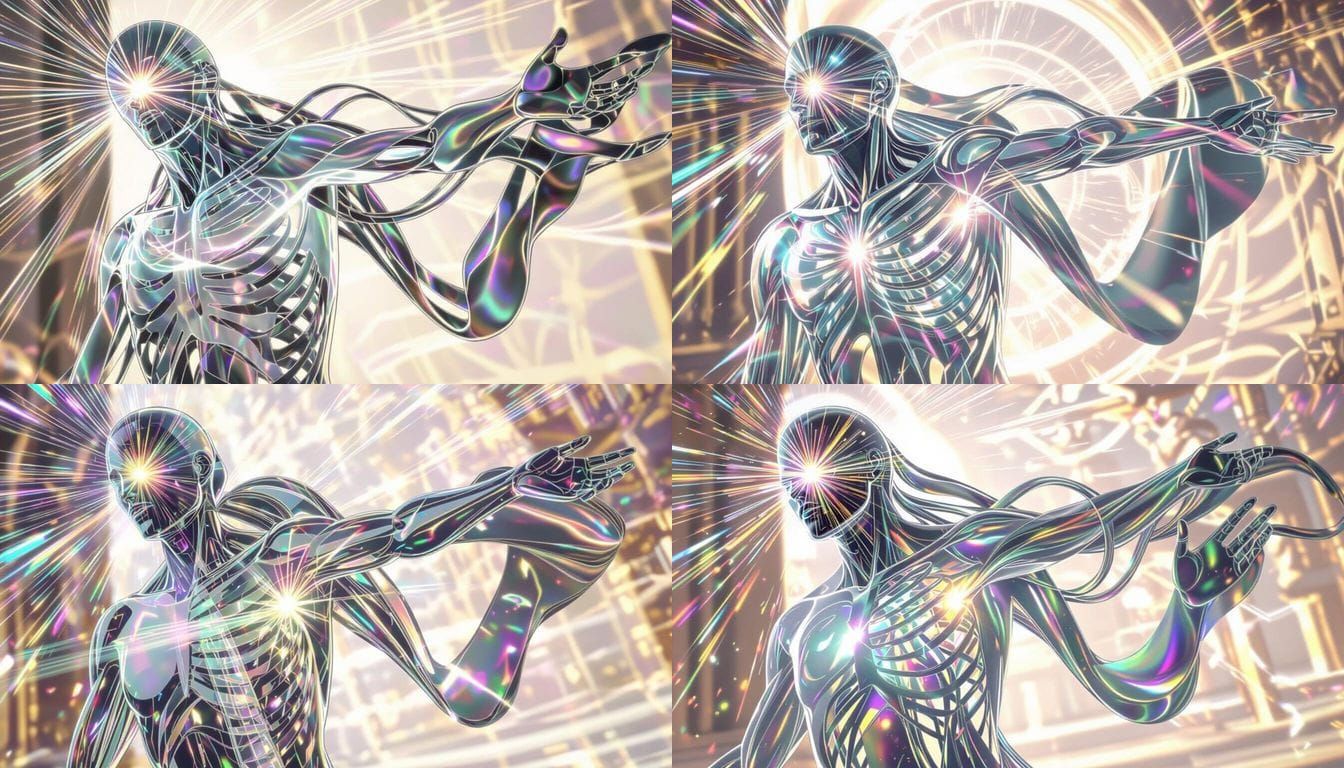 Entity Shedding Human Form, Revealing Energy Core