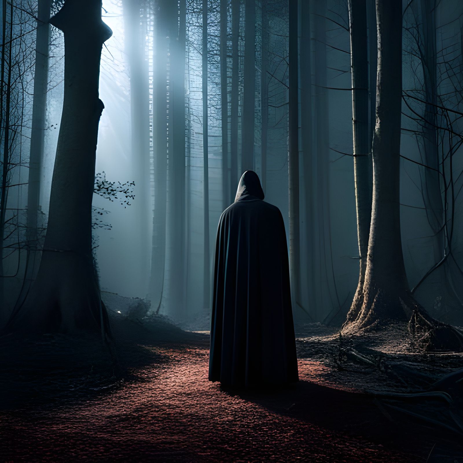 Mysterious Figure in Forest Concept Art