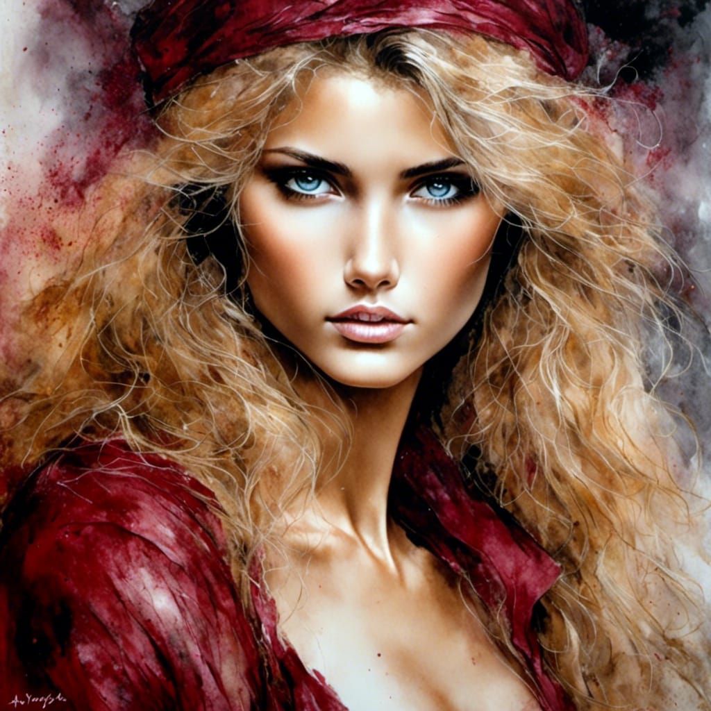 Detailed Oil Painting of Woman with Amber Eyes