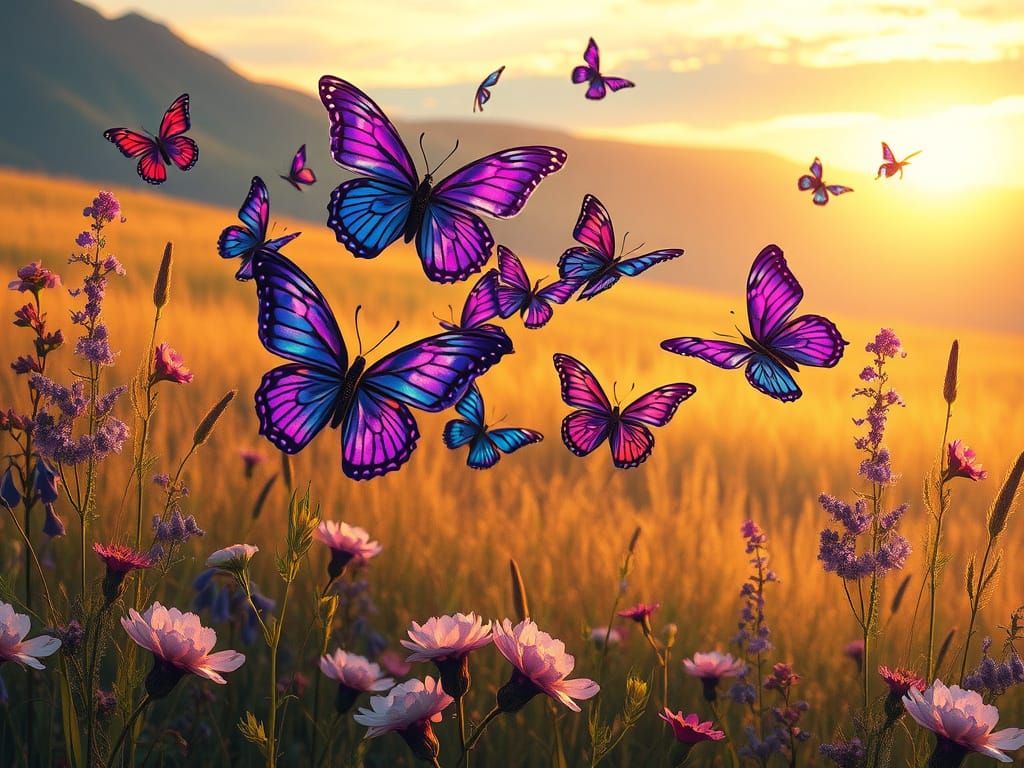Ethereal Butterflies Dance in Whimsical Twilight