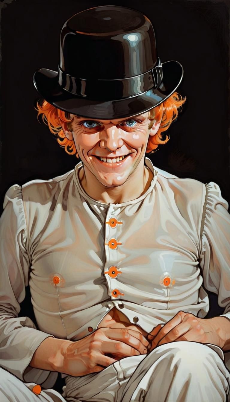 Clockwork Orange Grin in Art Nouveau Style