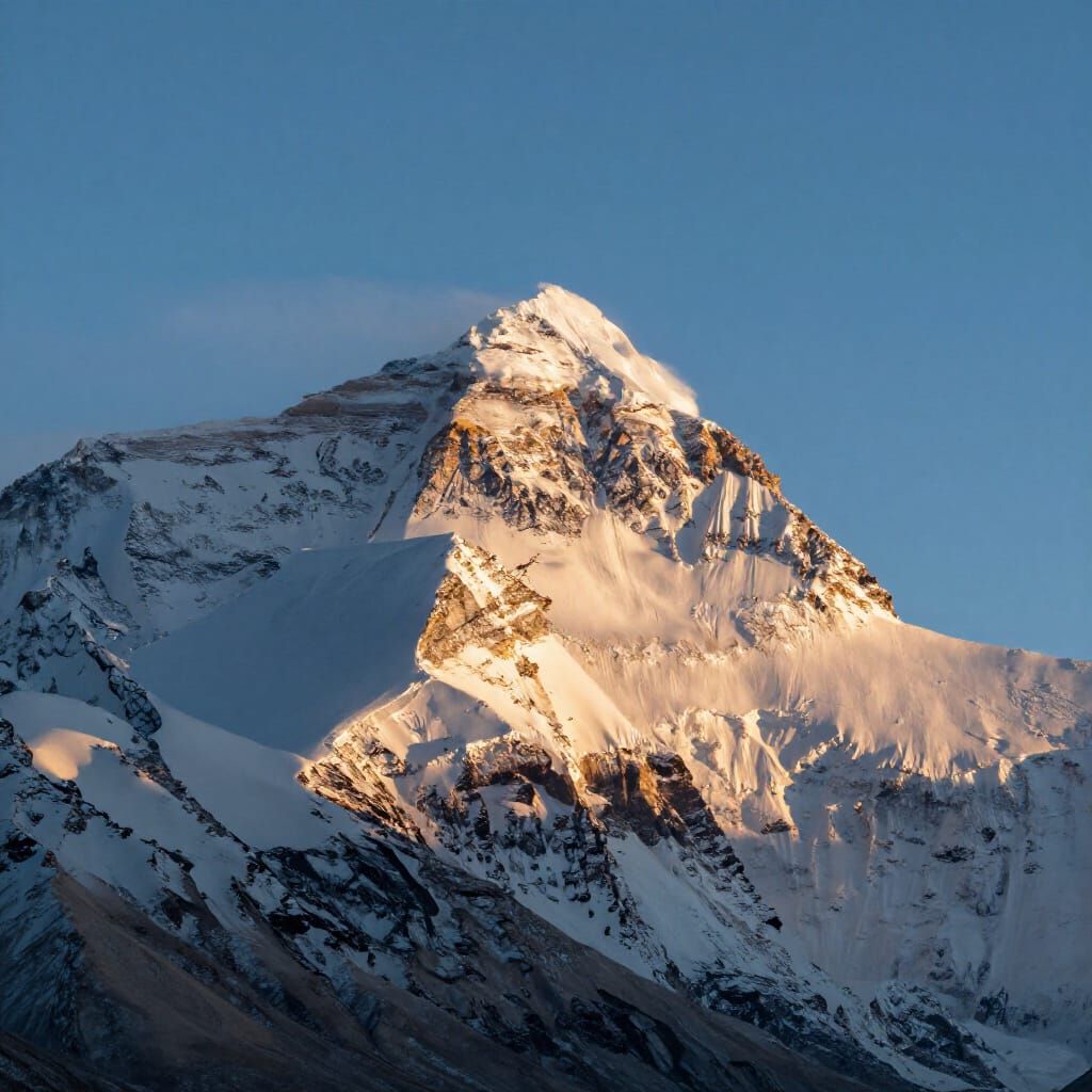 Majestic Snowy Mountain Peak at Golden Hour