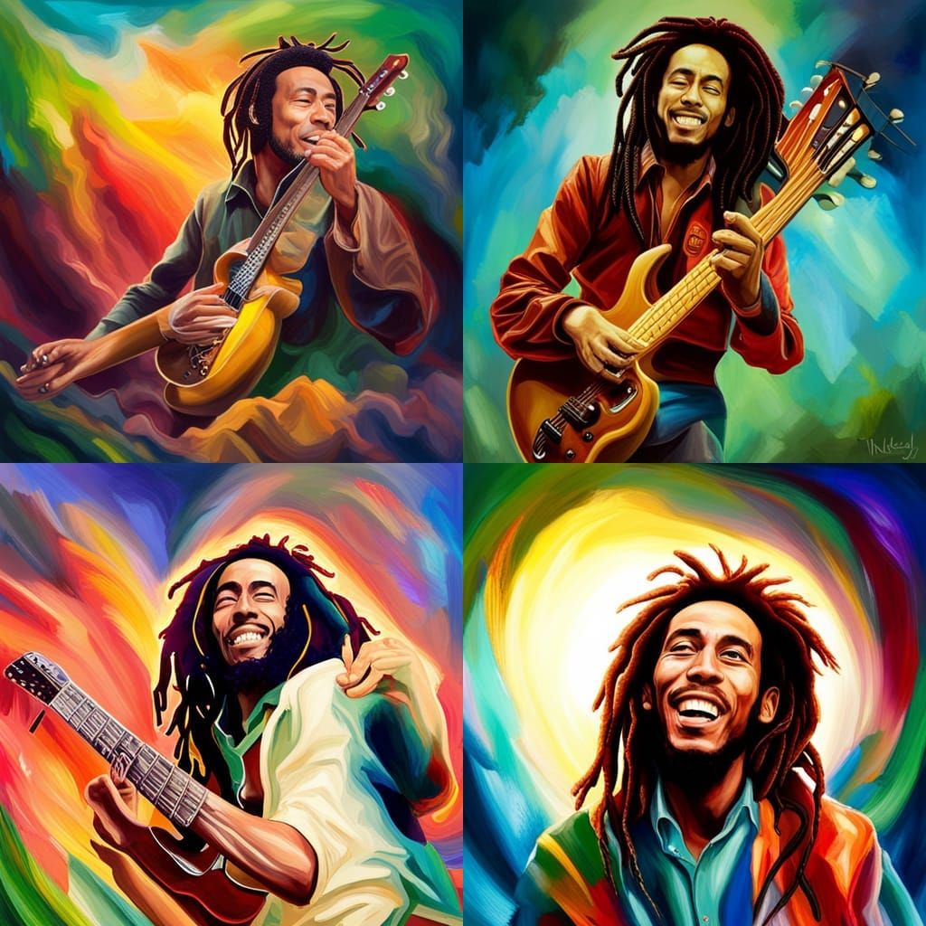 Bob Marley in Heaven: Hyperrealistic Splash Art