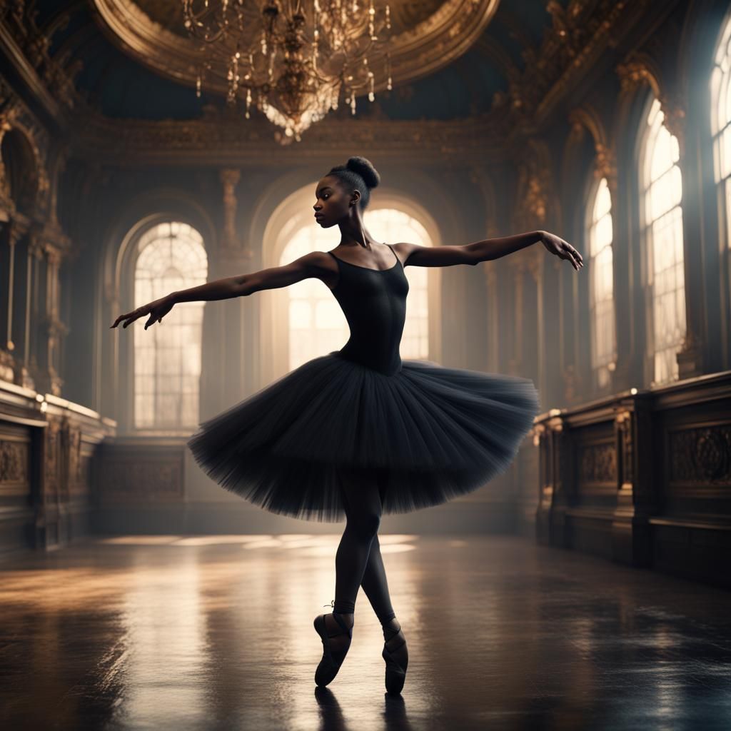 Dramatic Digital Painting of Black Ballerina