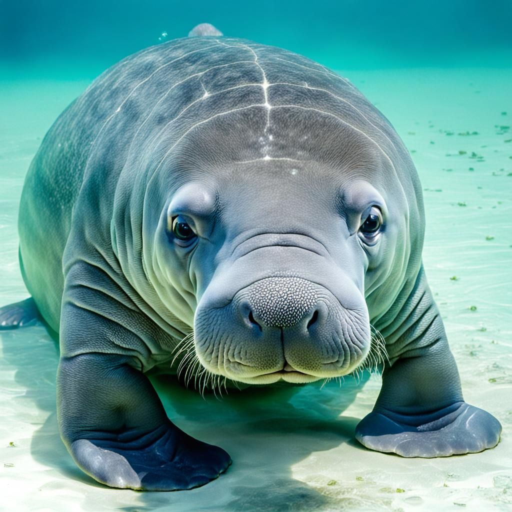 Adorable Baby Manatee Illustration