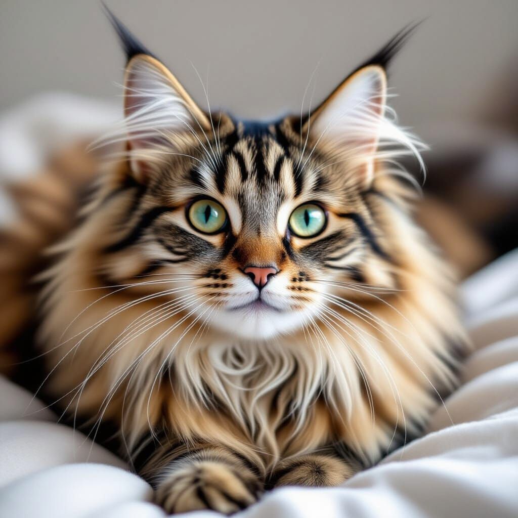 Fluffy Norwegian Forest Cat with Curious Eyes