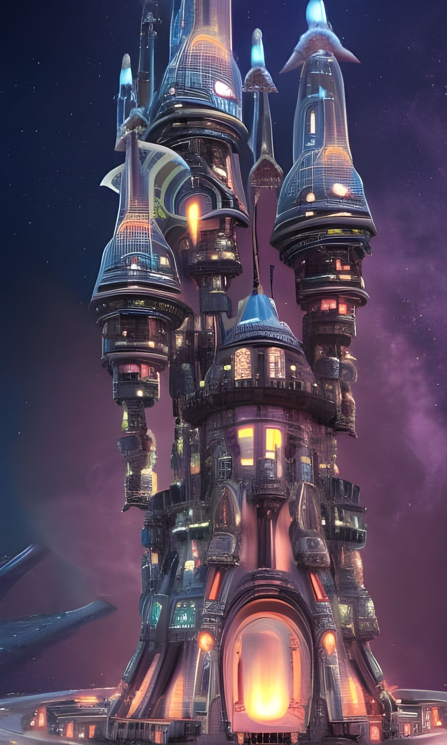 Futuristic Gothic Castle on Alien Planet