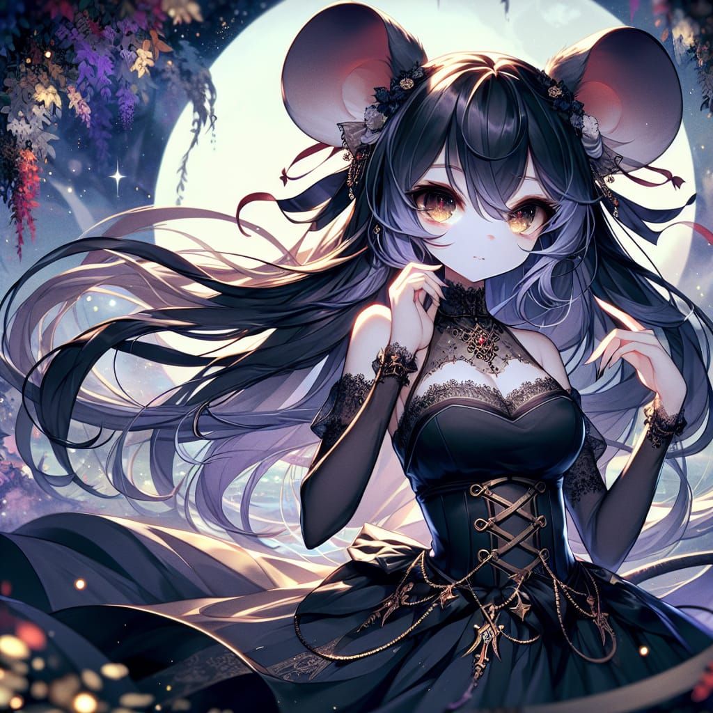 Gothic Anime Mouse Woman in Fantasy Setting