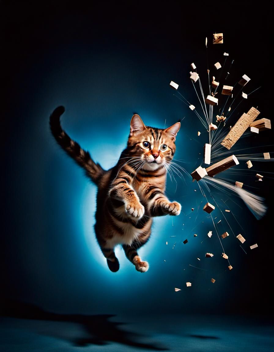 Gravity Defying Cat in Long Exposure Photograph
