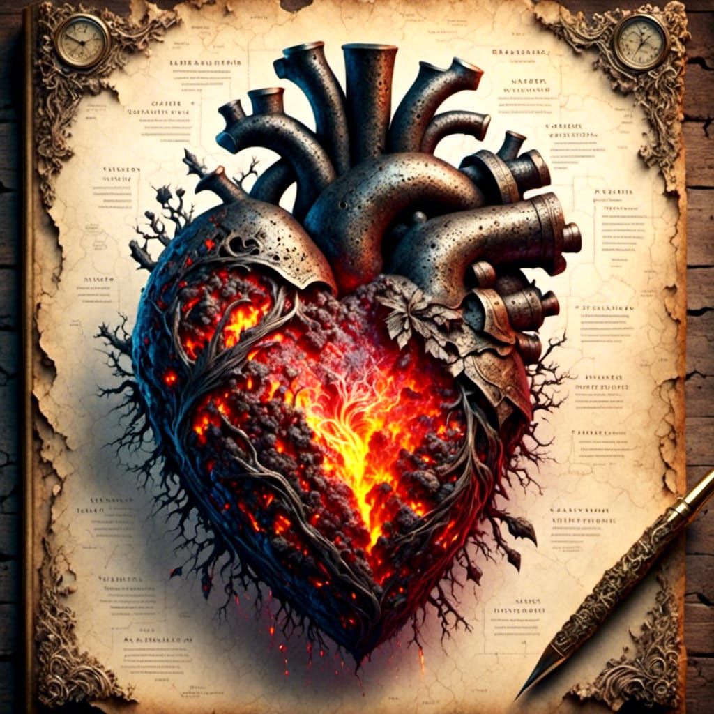 Magmatic Sacred Heart Tattoo Design