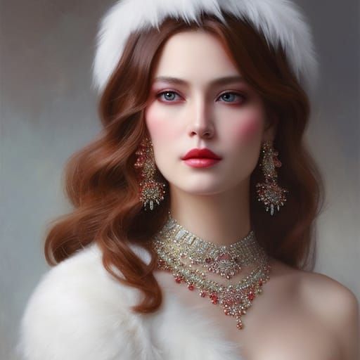 Christmas Beauty Portrait in Hyper-Realistic Style