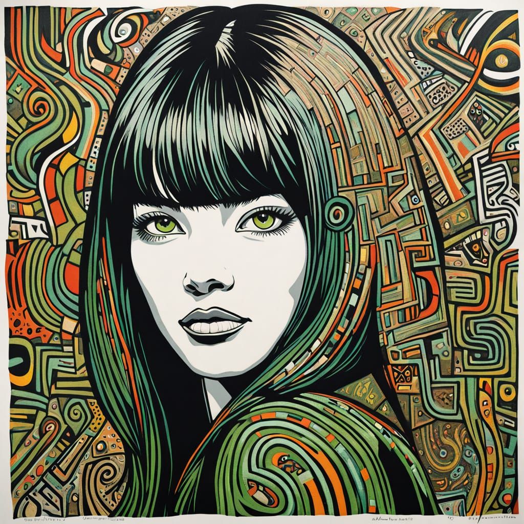 Beautiful Woman Portrait in Bold Charcoal Style