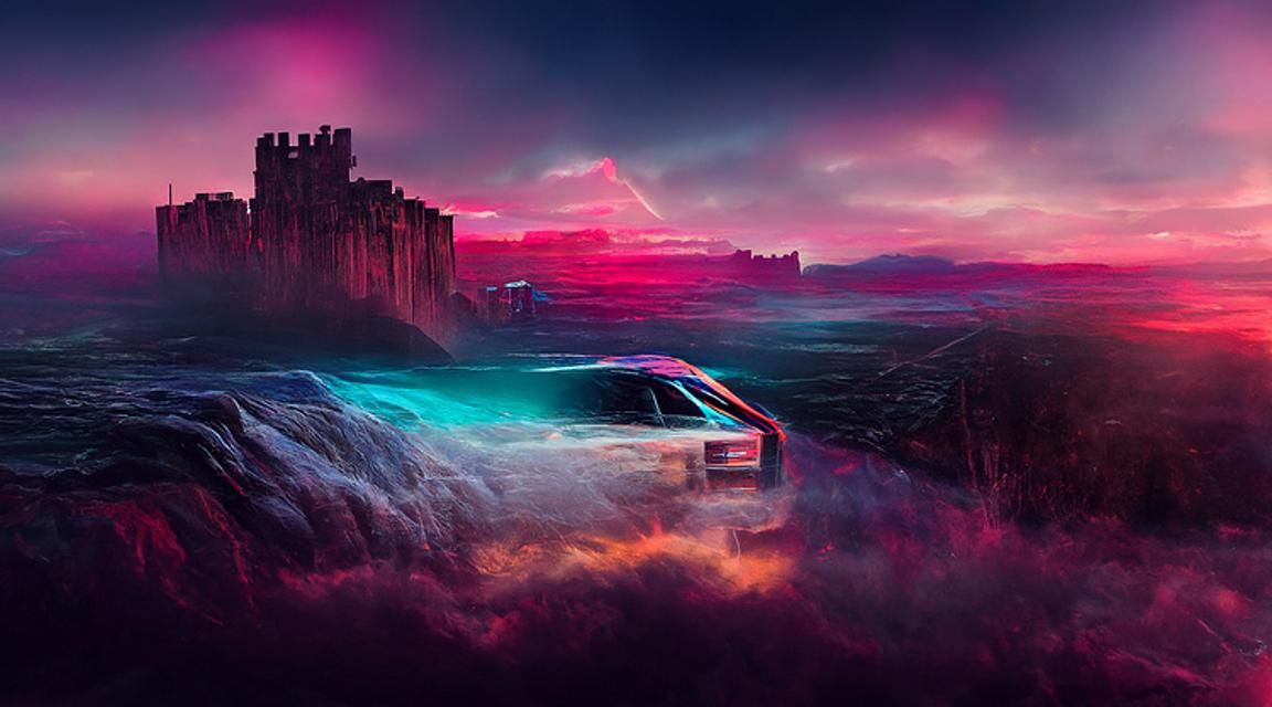 Synthwave Windsor Castle Landscape in England