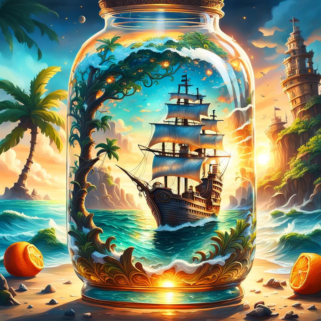 Pirate Ship in a Bottle: Fantasy Concept Art
