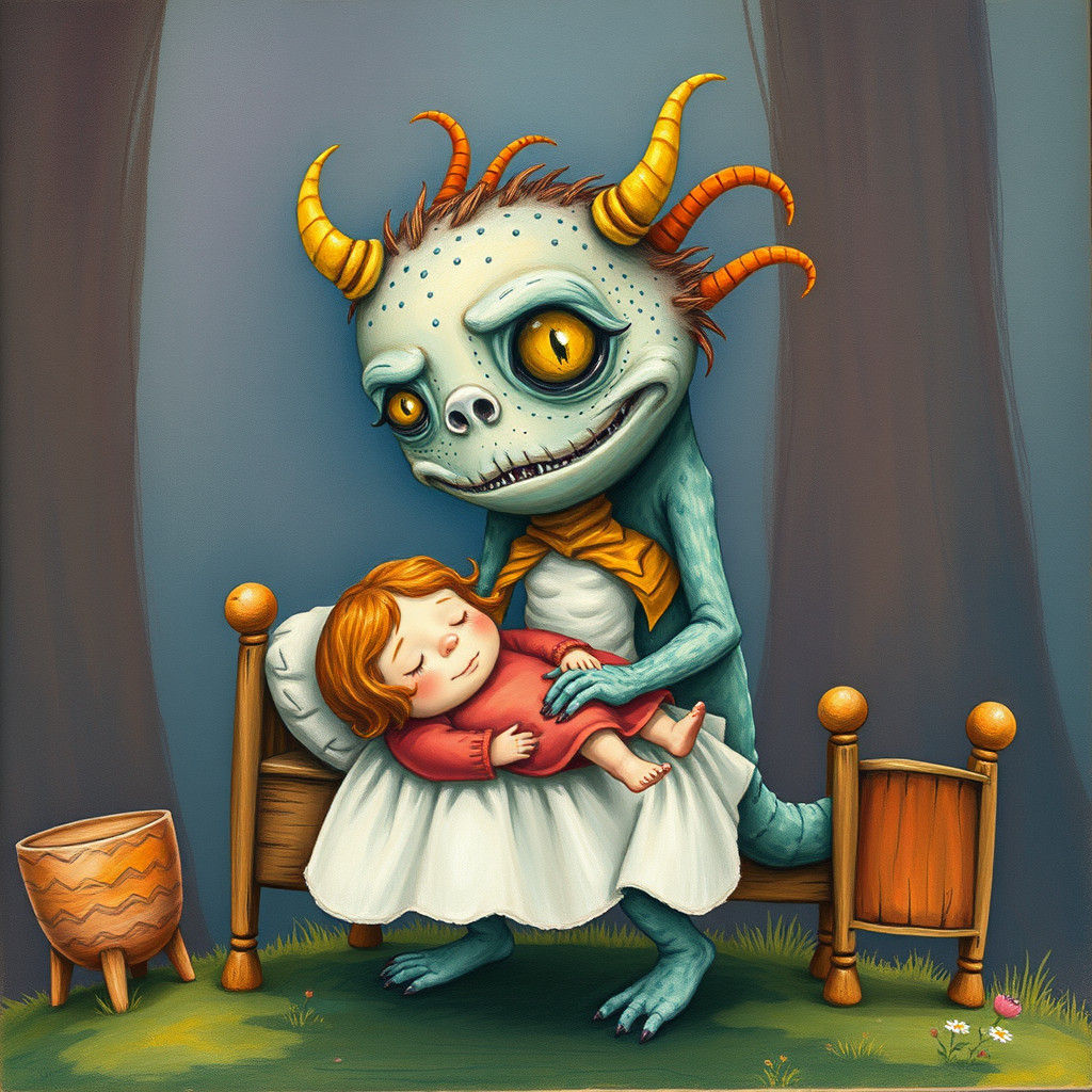 Monster Carries Girl: Children's Book Illustration