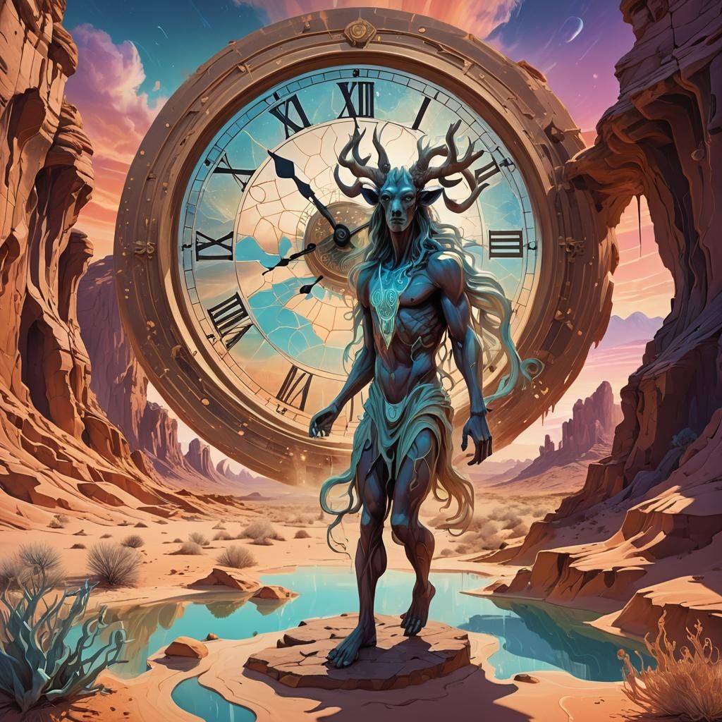 Faun Apparition in Surreal Desert: Digital Fantasy Art