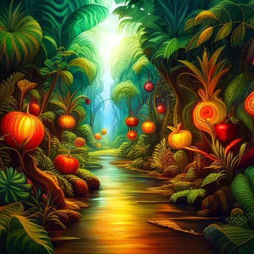 Enchanted Forest: Geometric Abstract Art in 8k