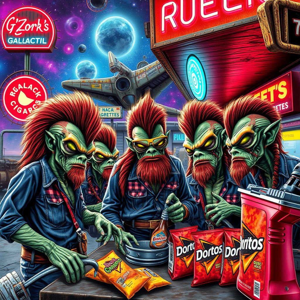 Redneck Aliens Fueling Up at Truck Stop