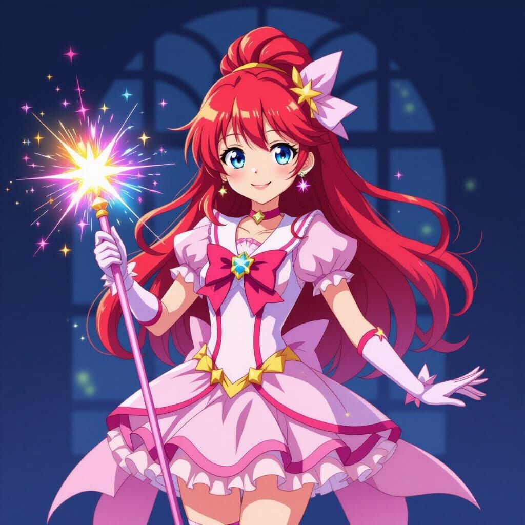 Magical Girl Emits Brilliant Light From Wand