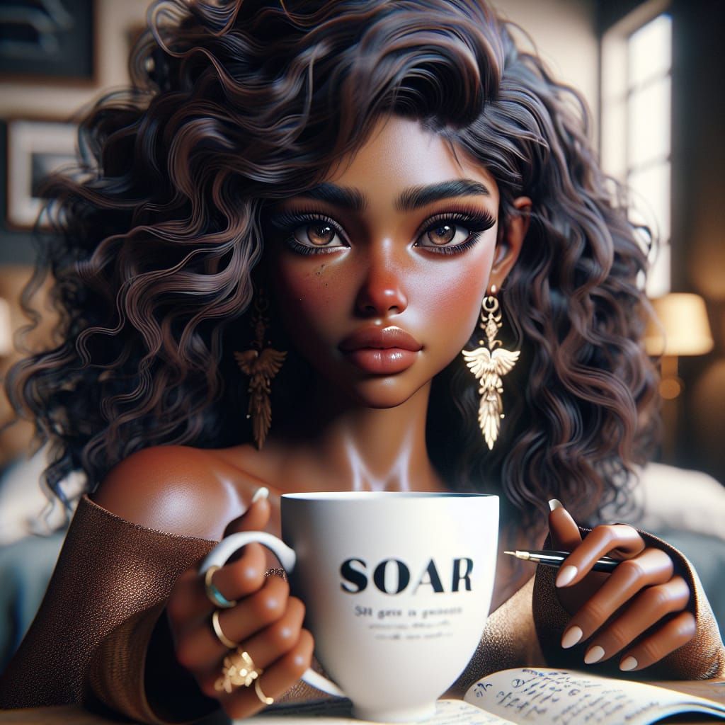 Beautiful Woman Writes Goals: 8k Fantasy Concept Art
