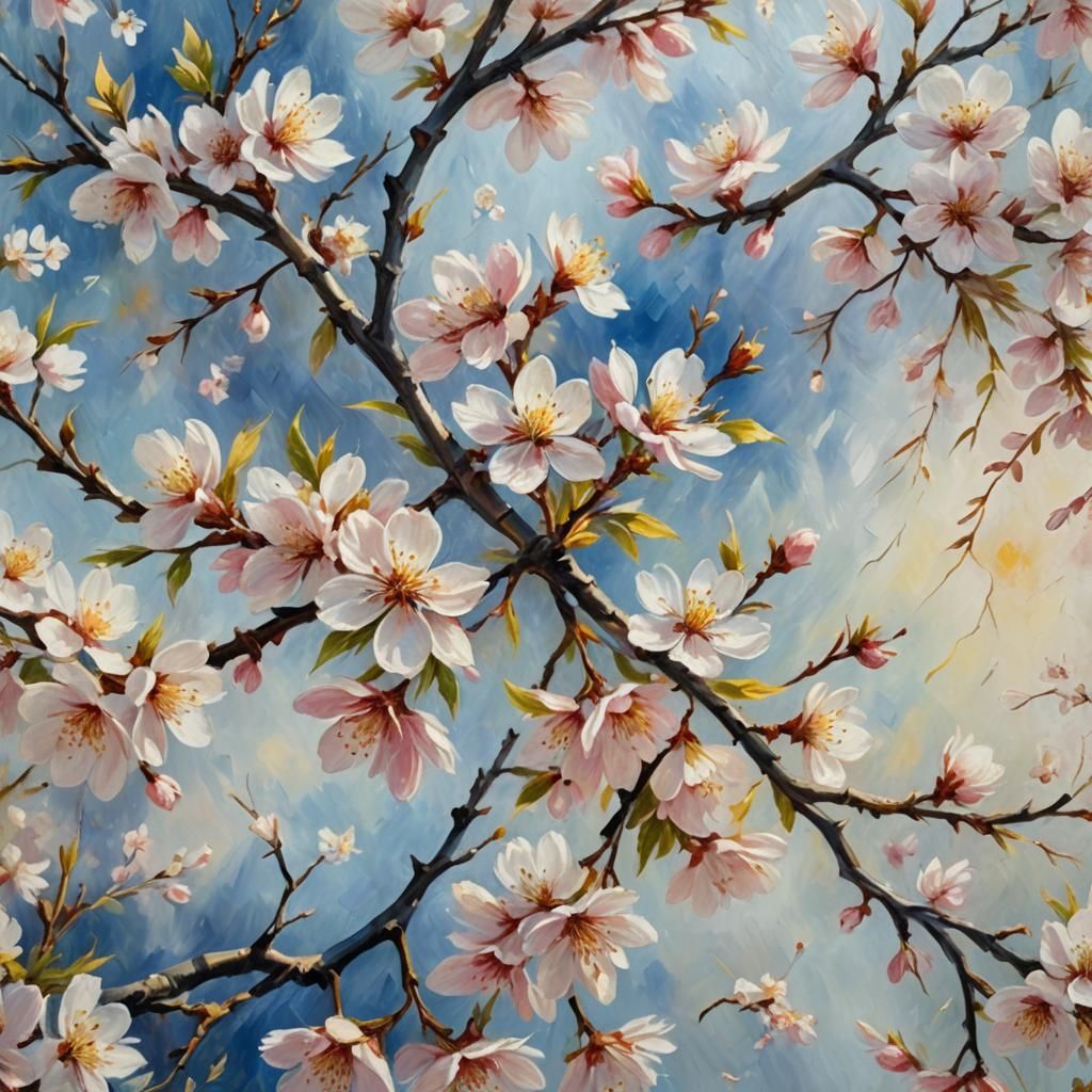 Cherry Blossoms in Impressionist Style
