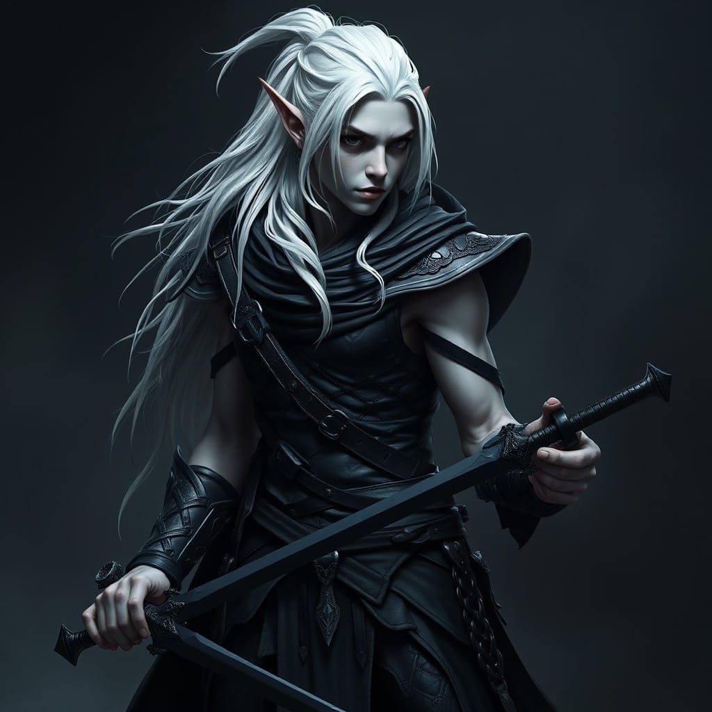 Dark Elf Assassin in Mysterious Fantasy Realm