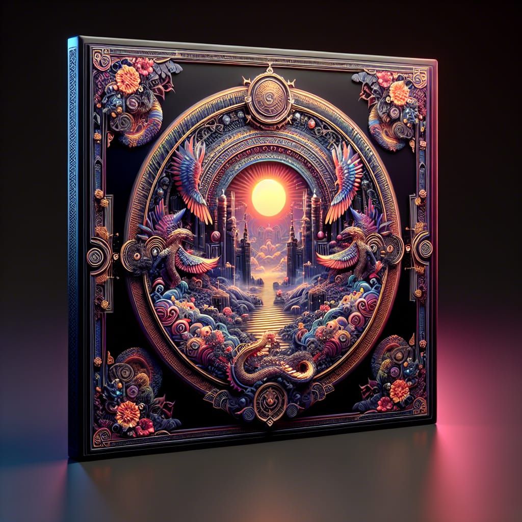 Fantasy Rock Album Cover Art in 3D Digital Style