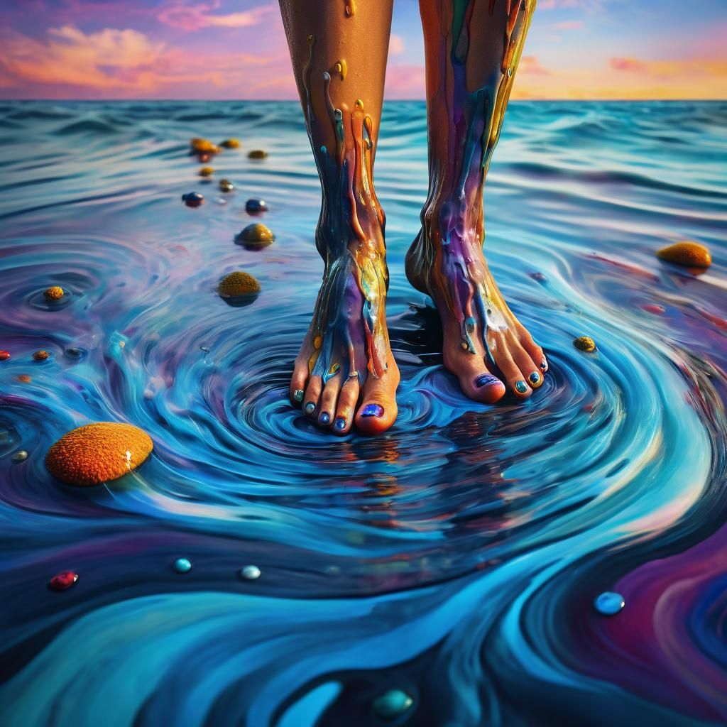 Surreal Young Woman in Dreamlike Fantasy Illustration