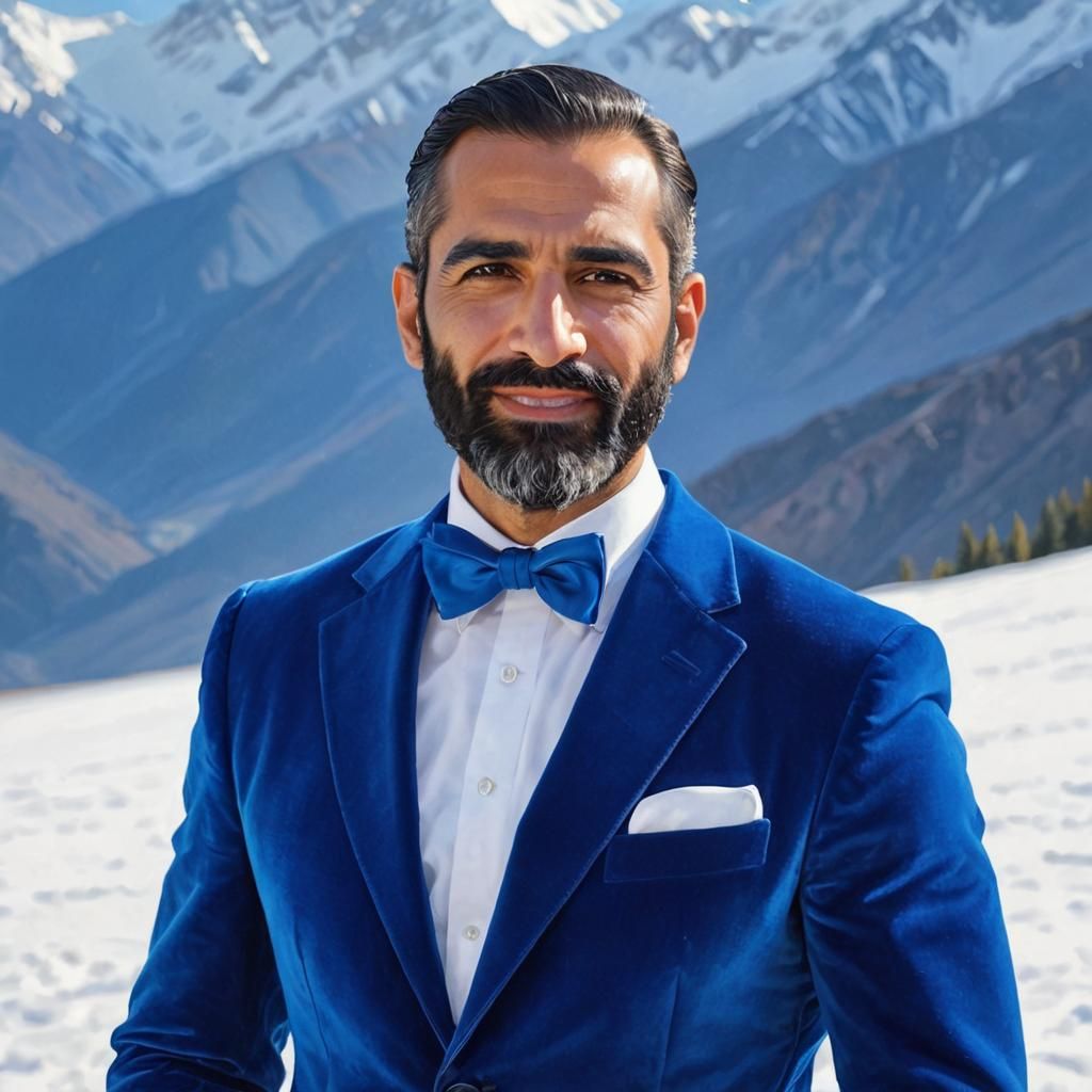 Man in Blue Velvet Suit: Impressionist Oil Painting