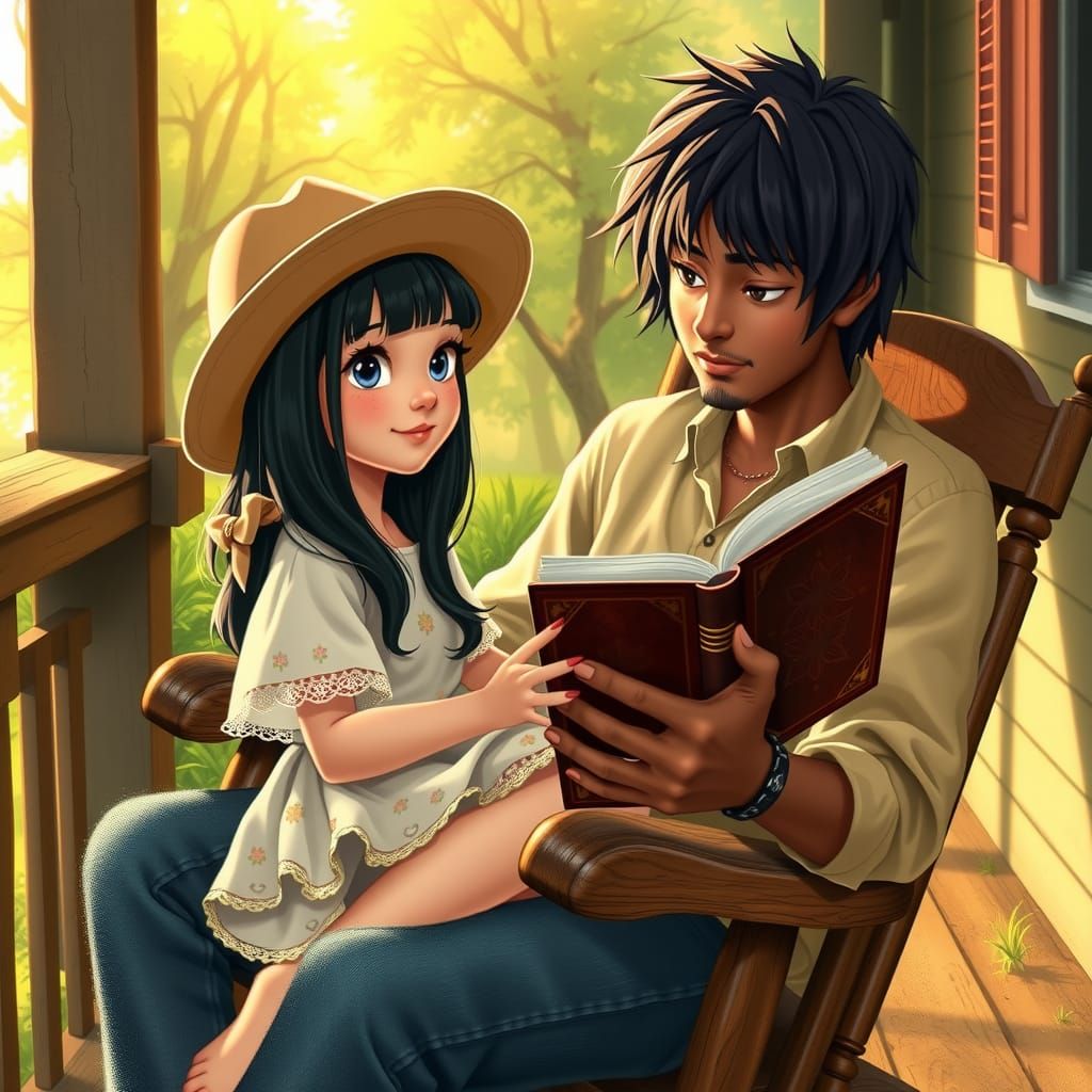 Children's Story on a Sunlit Porch, Disney-Inspired